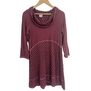 CMC Color Me Bottom Rose Purple Knit Cowl Neck Long Sleeve Dress Small NWT